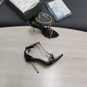 Tomford Shiny Leather Padlock Pointy Naked Sandal 105mm W22723 - 35 - View 2