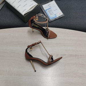 Tomford Shiny Leather Padlock Pointy Naked Sandal 105mm W22728 - 35 - View 2