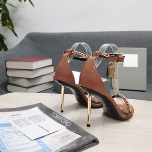 Tomford Shiny Leather Padlock Pointy Naked Sandal 105mm W22728 - 35 - View 6
