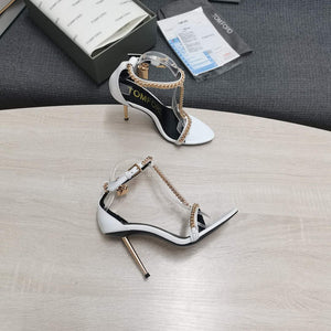 Tomford Shiny Leather Padlock Pointy Naked Sandal 105mm W22729 - 35 - View 2