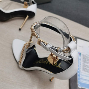 Tomford Shiny Leather Padlock Pointy Naked Sandal 105mm W22729 - 35 - View 9