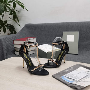 Tomford Shiny Leather Padlock Pointy Naked Sandal 105mm W22730 - 35 - View 7