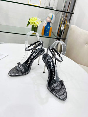 Tomford Shiny Leather Padlock Pointy Naked Sandal 105mm W228022 - 35 - View 1