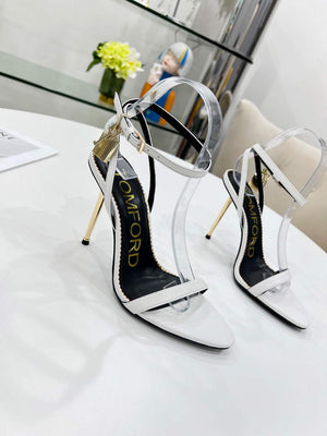 Tomford Shiny Leather Padlock Pointy Naked Sandal 105mm W228024 - 35 - View 1