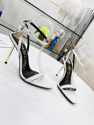 Tomford Shiny Leather Padlock Pointy Naked Sandal 105mm W228024 - 35 - View 3