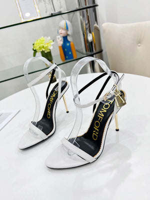 Tomford Shiny Leather Padlock Pointy Naked Sandal 105mm W228024 - 35 - View 9