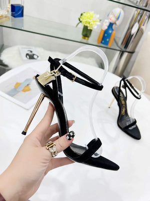 Tomford Shiny Leather Padlock Pointy Naked Sandal 105mm W228027 - 35 - View 4