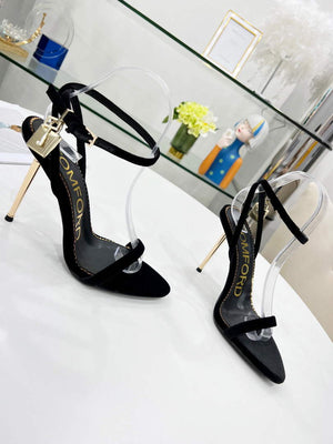Tomford Shiny Leather Padlock Pointy Naked Sandal 105mm W228027 - 35 - View 5