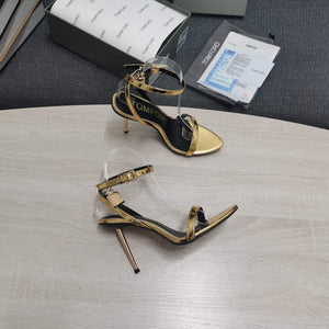 Tomford Shiny Leather Padlock Pointy Naked Sandal 105mm W22808 - 35 - View 2