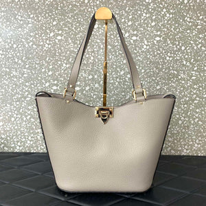 Valentino 0055 GARAVANI Rockstud Small Poudre Leather Tote Bag Gray - Default Title - View 1