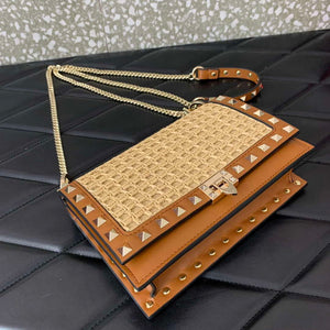 Valentino 0571 Garavani Rockstud Crossbag Raffia - Default Title - View 10