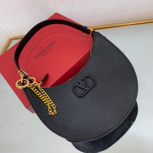 Valentino 1W2P0W19RQR Mini Vlogo Signature Grainy Calfskin Hobo Bag Black - Default Title - View 4
