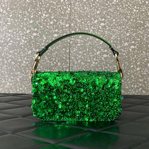 Valentino 2W2B0K53BYYNB6 Garavani Mini loco 3D Beads shoulder bag Crystal VLogo Signature Green - Default Title - View 2