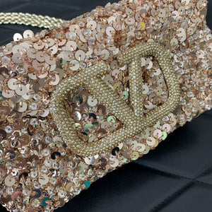 Valentino 2W2B0K53BYYNB6 Garavani Mini loco 3D Beads shoulder bag Crystal VLogo Signature Nude - Default Title - View 6