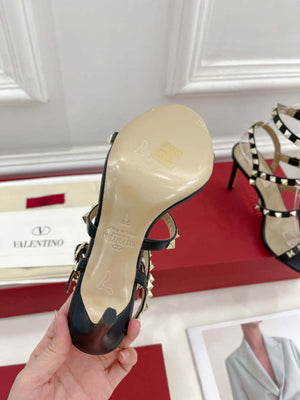 Valentino 3W2S0A27JXH Rockstud Metallic Calfskin Leather Ankle Strap Sandal 80 MM V98821 - US 4=35 - View 9