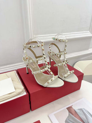 Valentino 3W2S0A27JXH Rockstud Metallic Calfskin Leather Ankle Strap Sandal 80 MM V98822 - US 4=Euro 35 - View 1