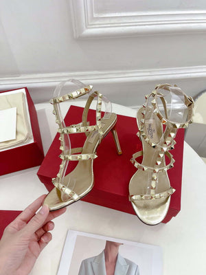 Valentino 3W2S0A27JXH Rockstud Metallic Calfskin Leather Ankle Strap Sandal 80 MM V98824 - US 4=Euro 35 - View 2