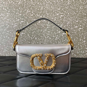 Valentino 4W2P0Z28IFI_P16 Valentino Garavani Mini Loco calfskin bag with crystals Silver - Default Title - View 1