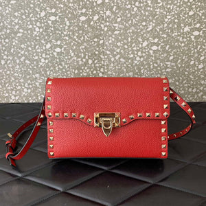 Valentino 5W2B0181VSF_0NO Small Rockstud Grainy Calfskin Crossbody Bag - Pink - View 1