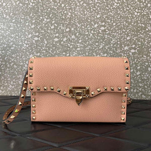 Valentino 5W2B0181VSF_0NO Small Rockstud Grainy Calfskin Crossbody Bag - Pink - View 12