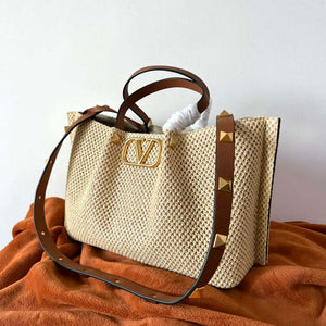 Valentino 5W2B0K39YCE Medium Straw Summer Tote Bag Beige - Default Title - View 2