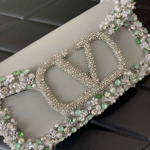 Valentino 5W2B0N86NKG_ZF7 Valentino Garavani Loc¨° Small Embroidered Shoulder Bag Gray - Default Title - View 5