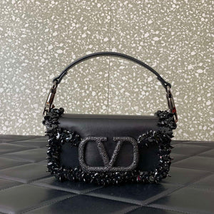 Valentino 5W2B0N86NKG_ZF7 Valentino Garavani Loc¨° Small Embroidered Shoulder Bag Black - Default Title - View 1