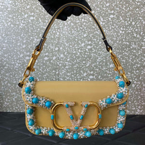 Valentino 5W2B0N86NKG_ZF7 Valentino Garavani Loc¨° Small Embroidered Shoulder Bag Yellow - Default Title - View 4