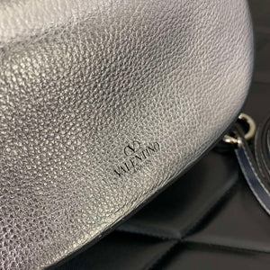 Valentino 6W2P0AK3SNP_I16 Vlogo Signature Mini Hobo Bag In Grainy Calfskin Silver - Default Title - View 6