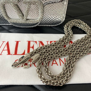 Valentino 8W2B0K53SPV_C8N Garavani Locò small shoulder bag in laminated elaphe Silver - Default Title - View 4