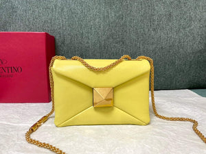 Valentino One Stud Nappa Bag With Chain 1215 Yellow - Default Title - View 1