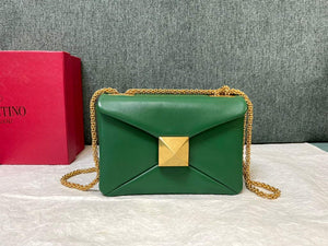 Valentino One Stud Nappa Bag With Chain 1215 Green - Default Title - View 1