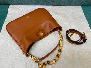 Valentino V0570 Stud Sign Grainy Calfskin Hobo Bag Brown - Default Title - View 5