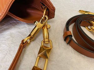 Valentino V0570 Stud Sign Grainy Calfskin Hobo Bag Brown - Default Title - View 8
