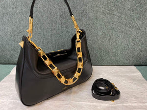 Valentino V0570 Stud Sign Grainy Calfskin Hobo Bag Black - Default Title - View 3