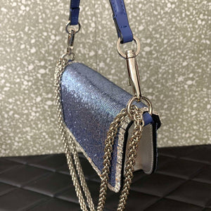 Valentino V3WCRYSTALSILVER Valentino Loc¨° Foldover Top Small Shoulder Bag Blue Purple - Default Title - View 4