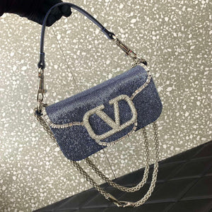 Valentino V3WCRYSTALSILVER Valentino Loc¨° Foldover Top Small Shoulder Bag Blue Purple - Default Title - View 6