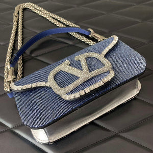 Valentino V3WCRYSTALSILVER Valentino Loc¨° Foldover Top Small Shoulder Bag Blue Purple - Default Title - View 9