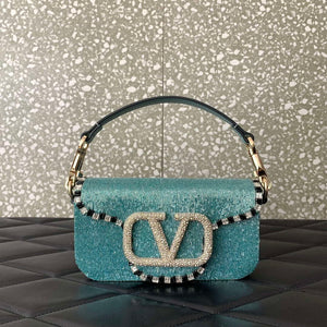 Valentino V3WCRYSTALSILVER Valentino Loc¨° Foldover Top Small Shoulder Bag Ligth Blue - Default Title - View 1