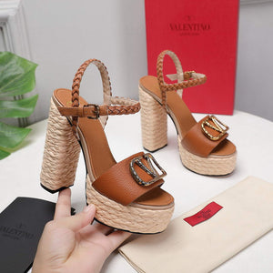 Valentino VLogo Signature Calfskin Wedge Sandal 130MM V78152 - 35 - View 1
