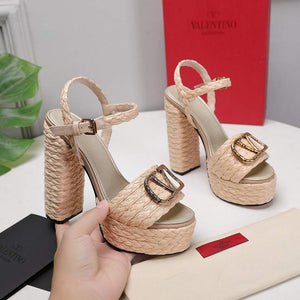 Valentino VLogo Signature Calfskin Wedge Sandal 130MM V78155 - 35 - View 1
