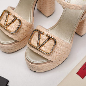 Valentino VLogo Signature Calfskin Wedge Sandal 130MM V78155 - 35 - View 6