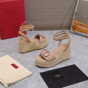 Valentino VLogo Signature Calfskin Wedge Sandal 90MM V78120 - 35 - View 1
