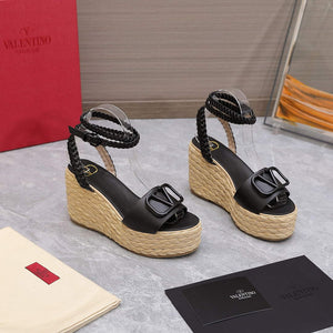 Valentino VLogo Signature Calfskin Wedge Sandal 90MM V78122 - 35 - View 7
