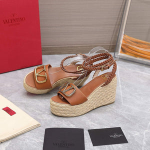 Valentino VLogo Signature Calfskin Wedge Sandal 90MM V78129 - 35 - View 2