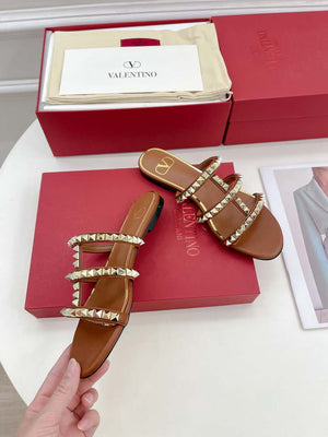 Valentino W2S0BU9ZWM Flat Roman Stud Calfskin Slide Sandal V98858 - US 4=Euro 35 - View 2