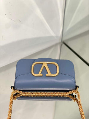 Valentino WB0K53ZXL Loc¨° Small Shoulder Bag in Calfskin Blue - Default Title - View 3