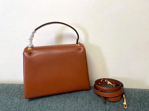 Valentino WB0K58ILK Medium One Stud Grainy Calfskin Handbag Brown - Default Title - View 2