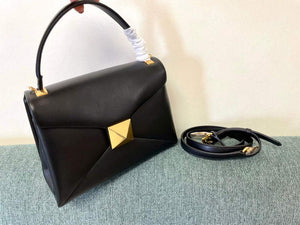 Valentino WB0K58ILK Medium One Stud Grainy Calfskin Handbag Black - Default Title - View 2