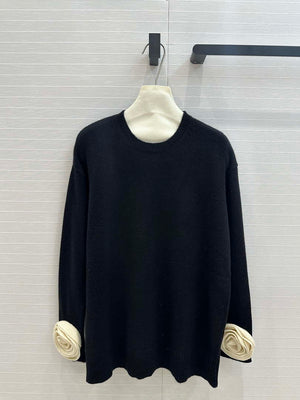 Valentino Women's Clothing Sweater Rose Sleeves Beige V38111 - S - View 1